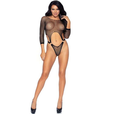 Body lingerie nero con top a bretelle e dettaglio O-ring elegante